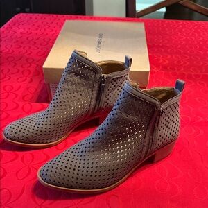 Lucky Brand Perforated Gray Ankle Booties